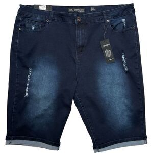City Chic Dark Blue Distressed Jean Shorts